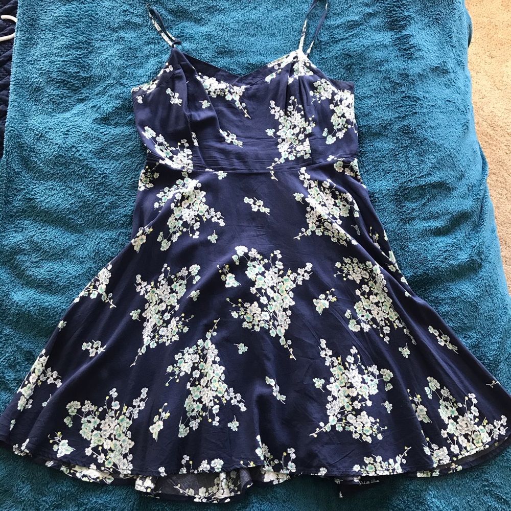 Old Navy Fit and Flare Floral Navy Dress